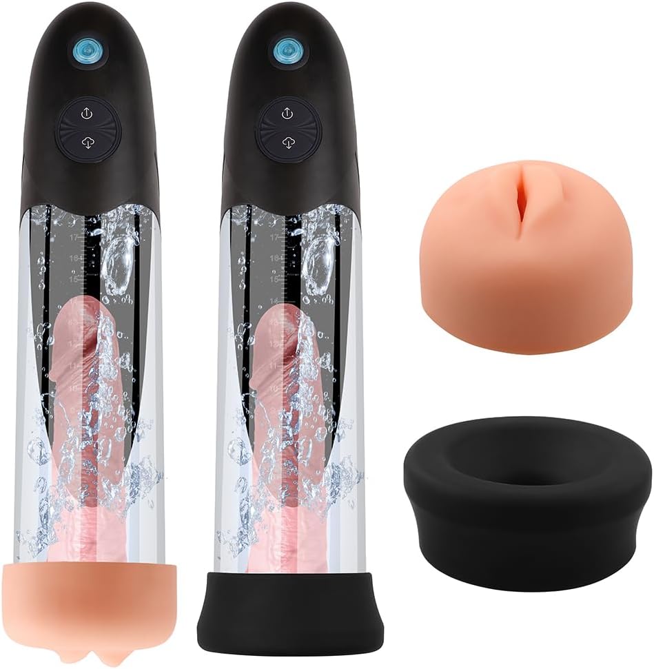 Water Penis Pump Sex Toys - 3 in 1 Water Spa Massager Penis Enlarger Male Masturbator, Waterproof Cock Pump Electric Penis Vacuum Pump, Adult Erection Dick Pump Device Sex Toys for Men